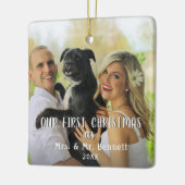 Das erste Weihnachtsskripte-Foto Keramikornament (Links)