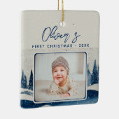 Das erste Weihnachtswald-Foto des Babys Keramikornament (Rechts)