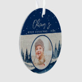 Das erste Weihnachtswald-Foto des Babys Ornament (Vorderseite)