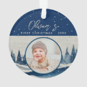 Das erste Weihnachtswald-Foto des Babys Ornament (Rückseite)
