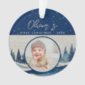 Das erste Weihnachtswald-Foto des Babys Ornament (Vorderseite)