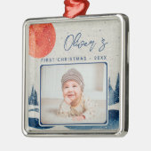 Das erste Weihnachtswald-Foto des Babys Ornament Aus Metall (Links)