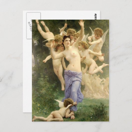Das Erwachen des Herzens durch Bouguereau Postkarte (Vorne/Hinten)