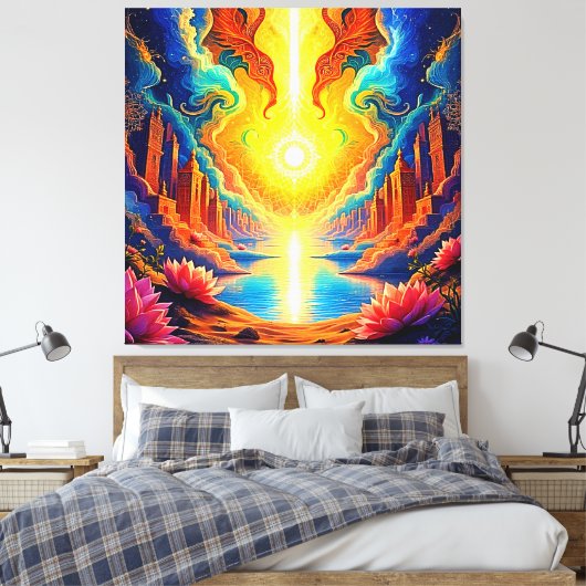 Das Erwachen einer göttlichen Lichtstadt Leinwanddruck (Insitu (Schlafzimmer))