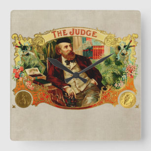 Das Etikett des Vintagen Zigarrenfelds des Richter Quadratische Wanduhr