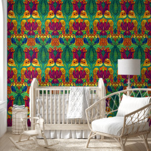 Das Eulen-Retro-Art-Nouveau-Muster von Voysey Tapete