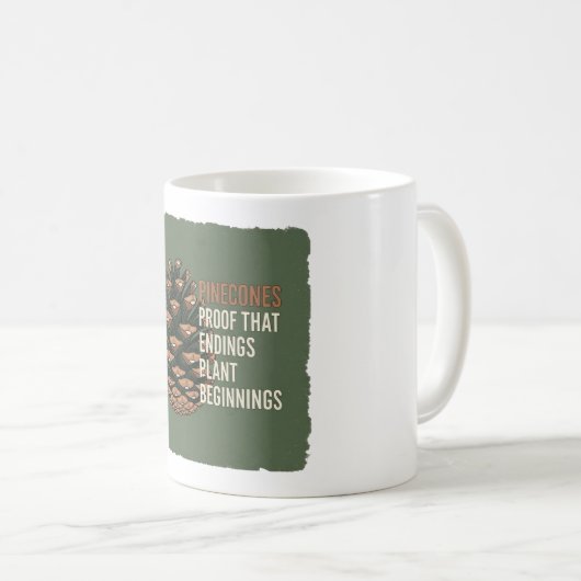 Das Evergreen-Versprechen - Kiefernkegel-Design Kaffeetasse (VorderseiteRechts)
