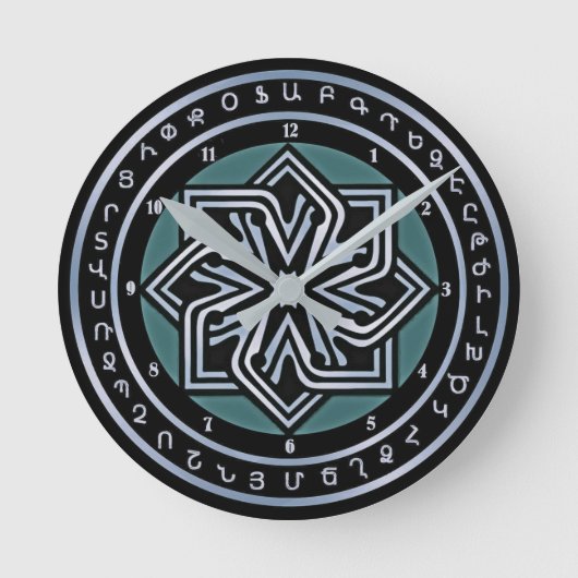 Das Ewigkeitszeichen Ա ե ւ ա ա ր խ չ Runde Wanduhr (Vorderseite)