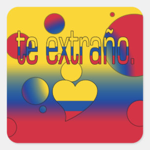 Das Extraño! Kolumbien Flag Colors Pop Art Quadratischer Aufkleber