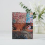 Das Eyes abstraktes Junk-Journal Collage Postkarte (Stehend Vorderseite)