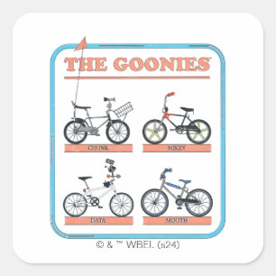 Das Fahrraddiagramm der Goonies Quadratischer Aufkleber