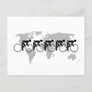 Das Fahrradrennen Nr. 3 schwarz in Weiß Ankündigungspostkarte