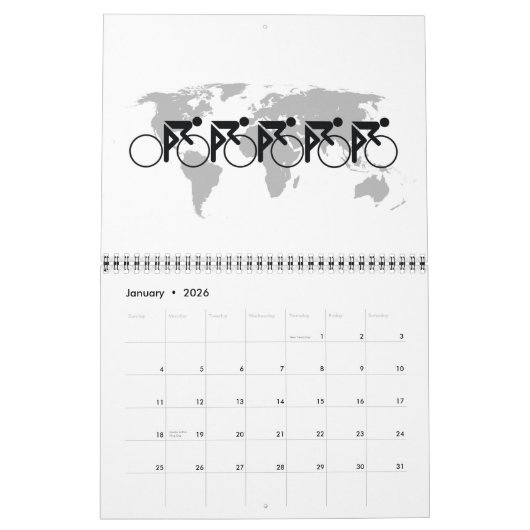 Das Fahrradrennen Nr. 3 schwarz in Weiß Kalender (Jan 2026)