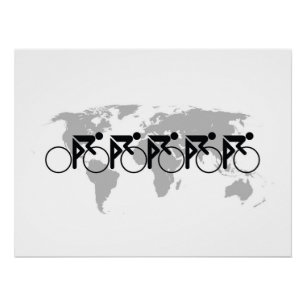 Das Fahrradrennen Nr. 3 schwarz in Weiß Poster