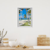 Das Fake "Tropical Palm Trees Beach Ocean View" Poster (Küche)