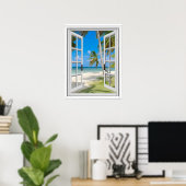 Das Fake "Tropical Palm Trees Beach Ocean View" Poster (Heimbüro)