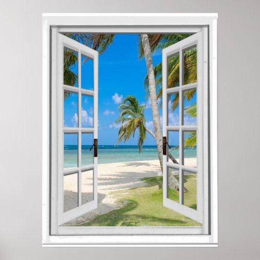 Das Fake "Tropical Palm Trees Beach Ocean View" Poster (Vorne)
