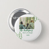 Das familiengrüne Weihnachtsbaum Foto modern Button (Vorne & Hinten)