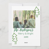 Das familiengrüne Weihnachtsbaum Foto modern Feiertagskarte (Rückseite)