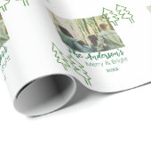 Das familiengrüne Weihnachtsbaum Foto modern Geschenkpapier (Rolleneckpunkt)