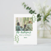 Das familiengrüne Weihnachtsbaum Foto modern Postkarte (Stehend Vorderseite)