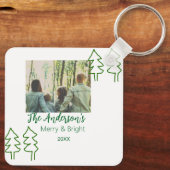 Das familiengrüne Weihnachtsbaum Foto modern Schlüsselanhänger (Rückseite)