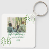 Das familiengrüne Weihnachtsbaum Foto modern Schlüsselanhänger (Rückseite)