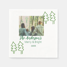 Das familiengrüne Weihnachtsbaum Foto modern Serviette