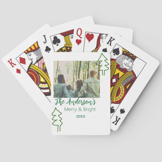 Das familiengrüne Weihnachtsbaum Foto modern Spielkarten (Rückseite)