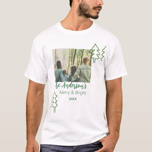 Das familiengrüne Weihnachtsbaum Foto modern T-Shirt (Vorderseite)