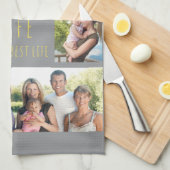 Das Familienleben ist das beste graugelbe 7-Foto Geschirrtuch (Viertel Falte)
