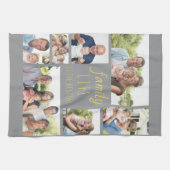 Das Familienleben ist das beste graugelbe 7-Foto Geschirrtuch (Horizontal)