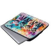 Das farbenfrohe Quartett: Pfoten und Farbe! Laptopschutzhülle (Vorne Knopf)
