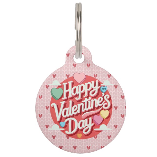 Das farbenfrohe Valentinstag Haustiermarke (Vorderseite)