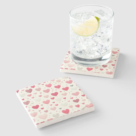 Das farbenfrohe Valentinstag Steinuntersetzer (Seitenansicht)