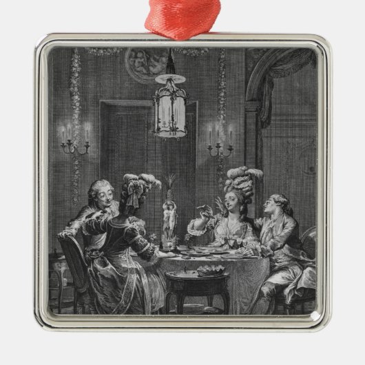 Das feinschmeckerische Abendessen Silbernes Ornament (Vorne)