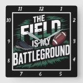Das Feld ist mein Schlachtfeld Quadratische Wanduhr (Vorderseite)