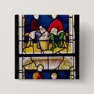 Das Fenster des Stoff-Kaufmannes Button
