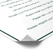 Das Ferienhaus regiert dunkelgrüne und weiße Vorla Poster (Ecke)