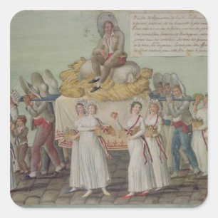 Das Fest der Landwirtschaft 1796 in Paris Quadratischer Aufkleber