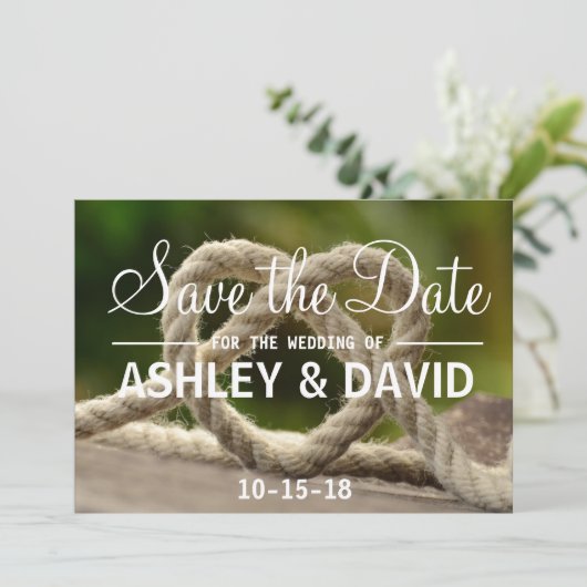 Das Festhalten der Knoten Save the Date Karte (Stehend Vorderseite)