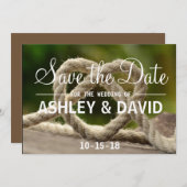 Das Festhalten der Knoten Save the Date Karte (Vorne/Hinten)