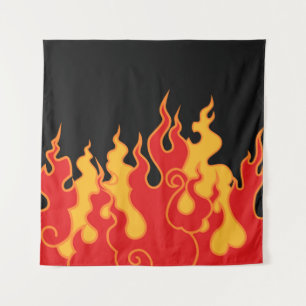 Das Feuer. Flammenzungen auf schwarzem Hintergrund Wandteppich