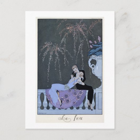 Das Feuer, Illustration für "Fetes Galantes" von P Postkarte (Vorderseite)