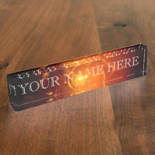 Das Feuer in Ihrem Augen-Fraktal-Namensschild Namensplakette (Seite)