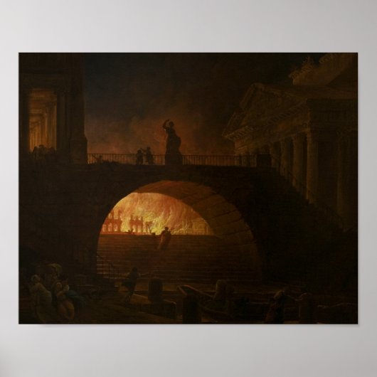 Das Feuer in Rom - Hubert Robert Poster (Vorne)