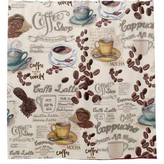 Das Fika Swedish Coffee Shop Duschvorhang (Vorderseite)