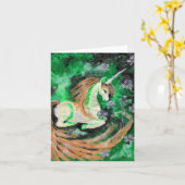 Das Finger gemalte Einhorn Karte (Gelbe Blume)