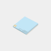 Das Firmenlogo ist blau Post-it Klebezettel (angewinkelt)