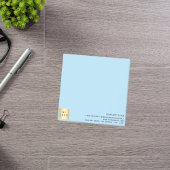 Das Firmenlogo ist blau Post-it Klebezettel